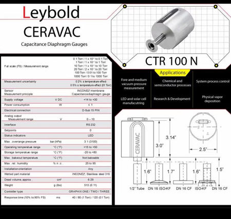 LEYBOLD CTR100N 230300V02 230302V02 4 230310V02 8 FVCR 10 kF16 1000 torr 1 10 Torr 5 OEM MKS Inficon AA01A DATE 2021Sensor INCONEL membrane not Aluminum oxide Ceramic Al2O3