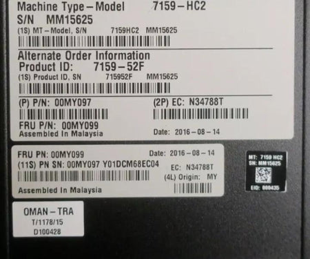7159-HC2 G8052 1GbE RJ45 10GbE 00MY099
