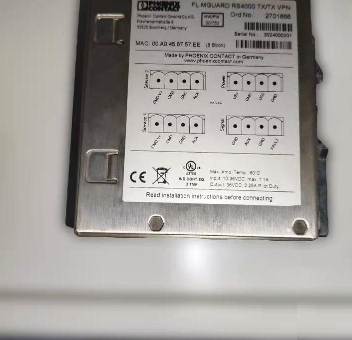 MAN mGuard RS4000 MDT 2701866 TX TX VPN 8 Block 10-36VDC 1 1A