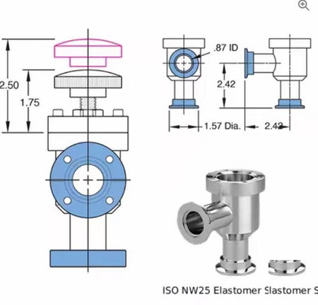 MDC KAV-100 KF25 310073 1 Part Number 310073Reference KAV-100This HV angle valve with 1 25 4mm Port opening and Manual actuator provides vacuum isolation It is equipped with ISO NW25 Port Flange DN25 and FKM Bonnet Seal