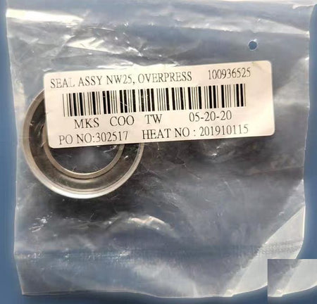 MKS 100936525 1 1 The 100936525 Overpressure Centering Ring Assembly is designed for NW25 size ISO-KF vacuum flanges and features a Viton® O-ring aluminum construction and an aluminum overpressure ring