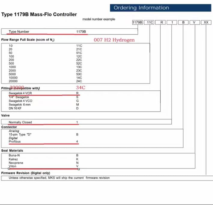 MKS 1179B00734CR14V 30000 SCCM H2MASS FLOW CONTROLLER 0