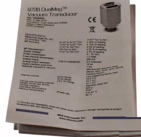 MKS 972B-97020 DualMag Vacuum Transducer KF40 EtherCAT Pressure Sensor 8 12