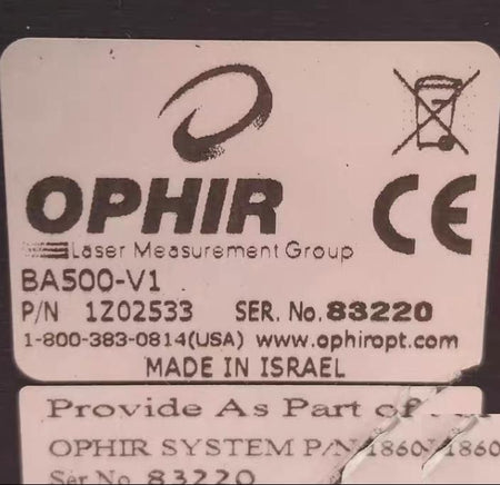 MKS Ophir 1Z02533 BA500-V1 Industrial Laser Beam Analyzer Firewire BNC DB25