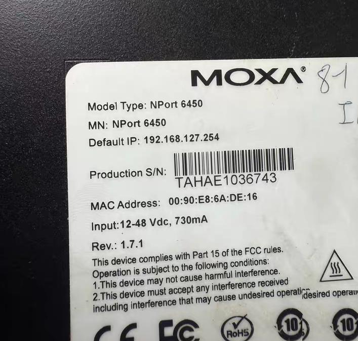 MOXA NPort 6450 RS232 422 485 4