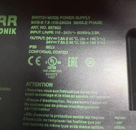 MURR MCS-B 7 5-110-240 24 857892 110-240VAC 24V 7 5A