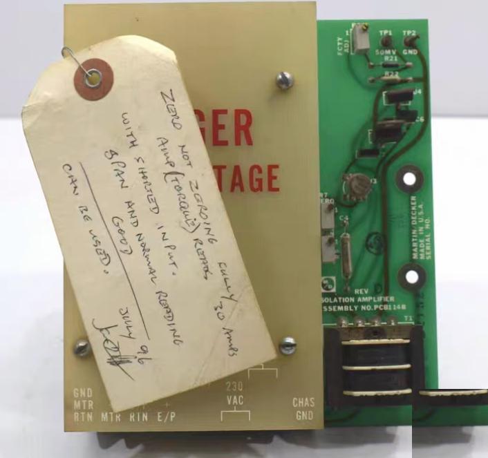 Martin Decker Isolation Amplifier Assembly Module PCB114A B PCB1148