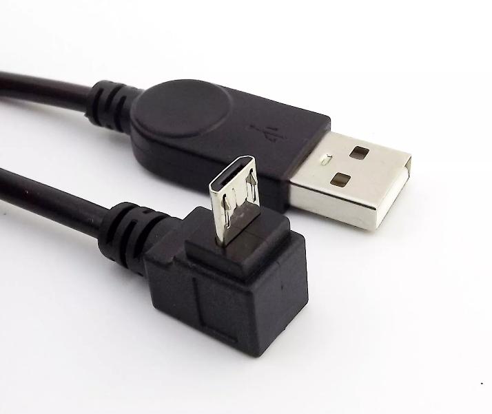 Micro USB 5 Pin Down Angled Male to USB A Male Data Charge Cable for Cell Phone