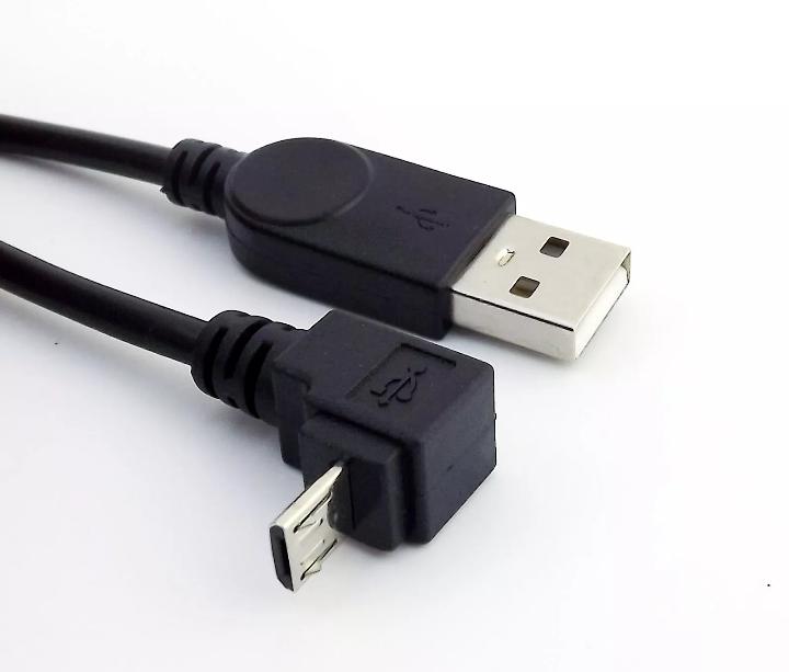 Micro USB 5 Pin Down Angled Male to USB A Male Data Charge Cable for Cell Phone