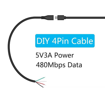 Micro USB 5 Pin Female Jack 4 Pin 4 Wire Data Power Charge Cable Connector DIY