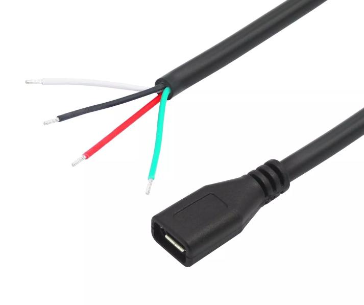 Micro USB 5 Pin Female Jack 4 Pin 4 Wire Data Power Charge Cable Connector DIY
