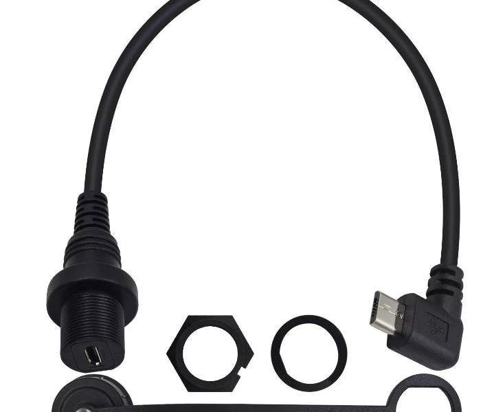Micro USB Left Angled Mount Extension Dashboard Dash Flush Cable Car Boat Truck