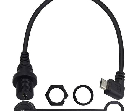 Micro USB Left Angled Mount Extension Dashboard Dash Flush Cable Car Boat Truck