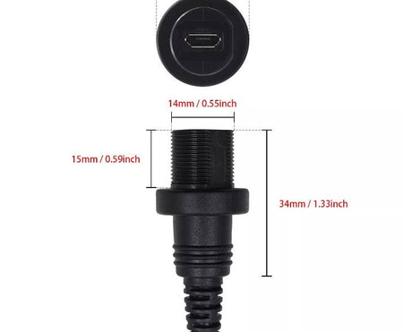 Micro USB Left Angled Mount Extension Dashboard Dash Flush Cable Car Boat Truck