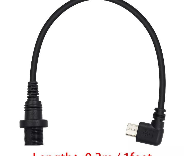 Micro USB Left Angled Mount Extension Dashboard Dash Flush Cable Car Boat Truck