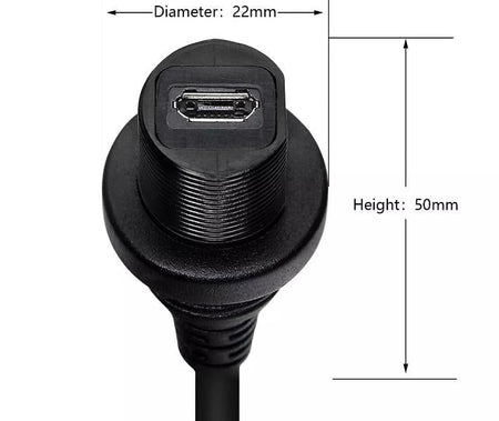 Micro USB Left Angled Mount Extension Dashboard Dash Flush Cable Car Boat Truck