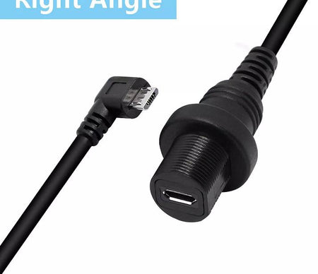 Micro USB Right Angle Mount Extension Dashboard Dash Flush Cable Car Boat Truck