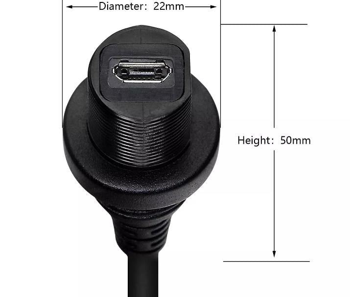 Micro USB Right Angle Mount Extension Dashboard Dash Flush Cable Car Boat Truck