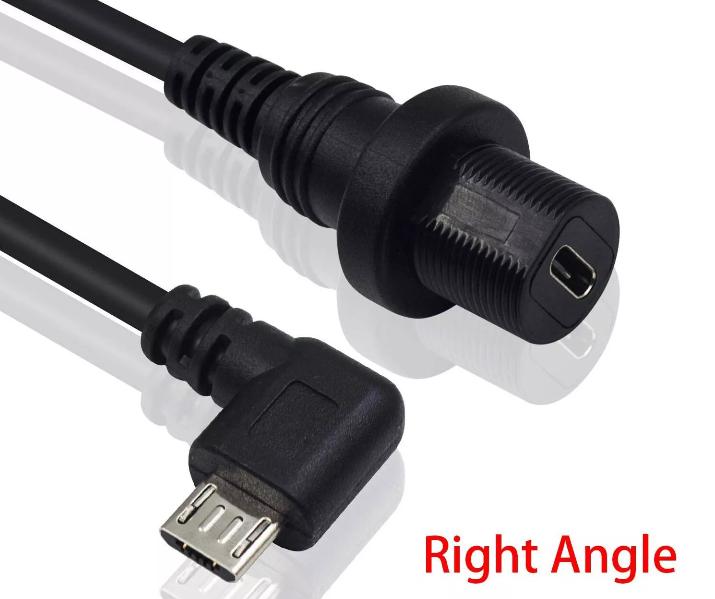 Micro USB Right Angle Mount Extension Dashboard Dash Flush Cable Car Boat Truck