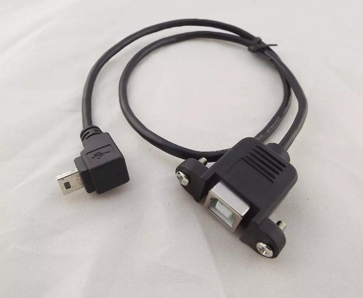 Mini 5 Pin Male Down Angled 90 Degree to USB B Female Printer Panel Mount Cable