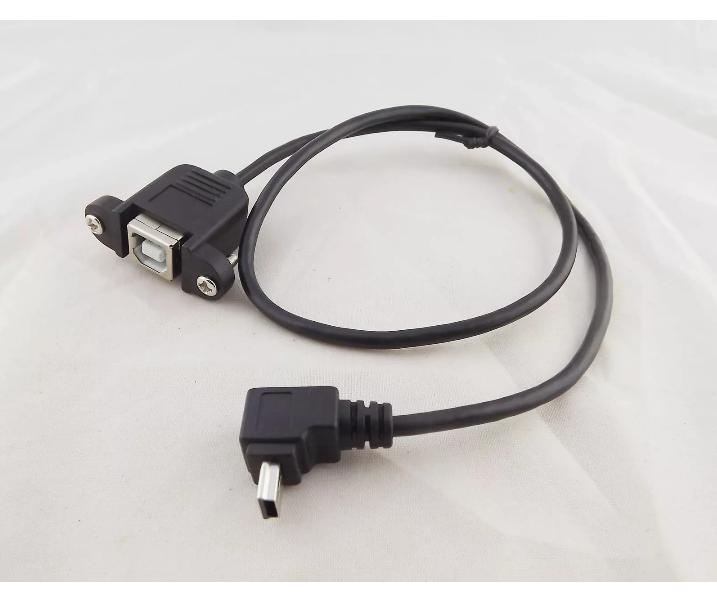 Mini 5 Pin Male Down Angled 90 Degree to USB B Female Printer Panel Mount Cable