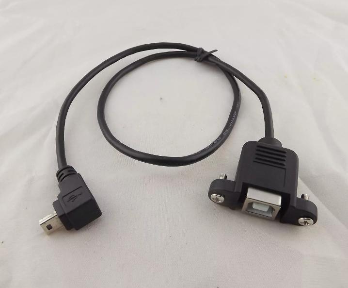 Mini 5 Pin Male Down Angled 90 Degree to USB B Female Printer Panel Mount Cable