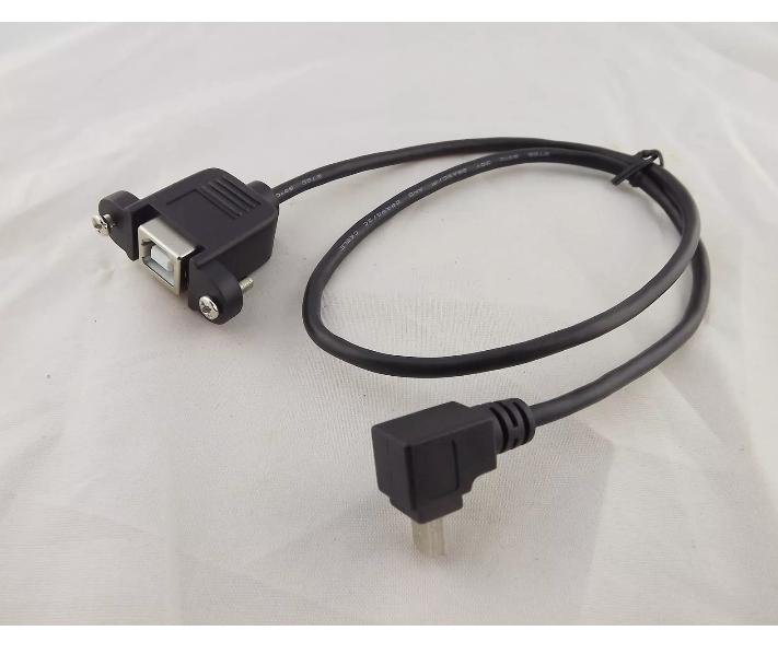 Mini 5 Pin Male UP Angled 90 Degree to USB B Female Printer Panel Mount Cable