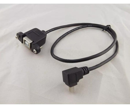 Mini 5 Pin Male UP Angled 90 Degree to USB B Female Printer Panel Mount Cable