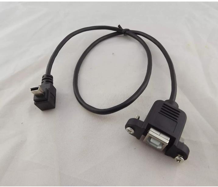 Mini 5 Pin Male UP Angled 90 Degree to USB B Female Printer Panel Mount Cable