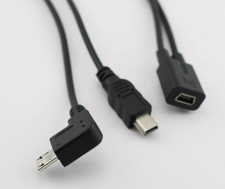 Mini USB 2 0 Female To Mini USB Male Micro USB Right Angle Charger Adapter Cable