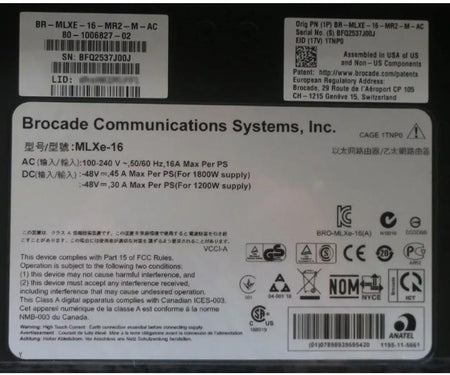 MLXe-16 16-Slot BR-MLXE-16-MR2-M-AC BR-MLX-MR2-M
