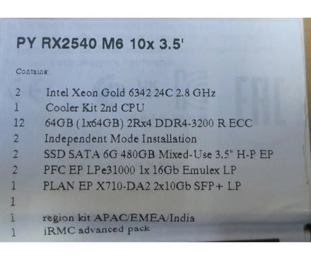 RX2540 256GB 480GB