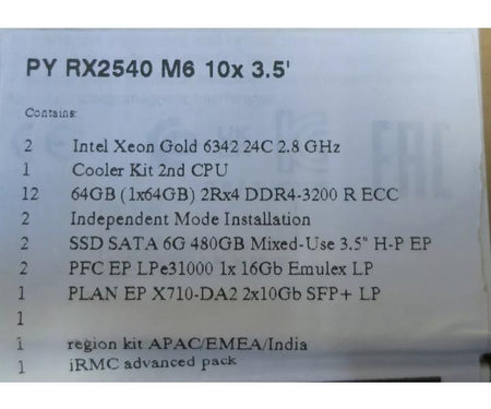 RX2540 256GB 480GB