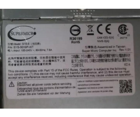 5019P-WT 4-Bay 18Core 96GB 960GB