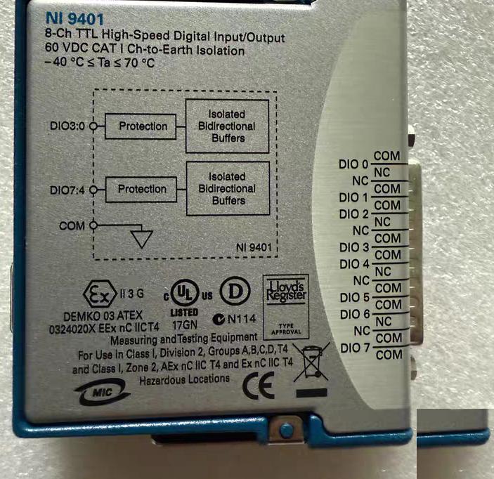 NI cDAQ-9172 NI 9205 NI 9263 NI 9219 NI 9211 NI 9422 NI 9265 NI 9472 NI 9401