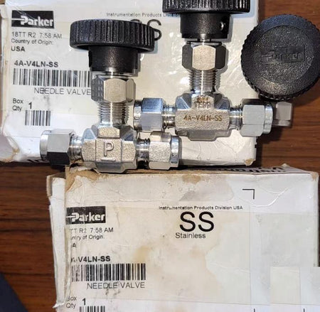 PARKER 4A-V4LN-SS 1 4 4A 1 4 two ferrule compressionV4L Handle Size Flow PatternN All metal tapered needle srem tip similar to Swagelok regulating stem 8 0 37 Cv 1 4 in SS-1RS4 1132RMB
