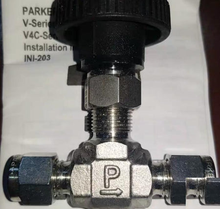 PARKER 4A-V4LN-SS 1 4 4A 1 4 two ferrule compressionV4L Handle Size Flow PatternN All metal tapered needle srem tip similar to Swagelok regulating stem 8 0 37 Cv 1 4 in SS-1RS4 1132RMB