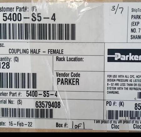 PARKER 5400-S5-4 5400-S2-4 1 4 22008-4 Gas Charge Valve used for SHI AUSIN CRYOMECH
