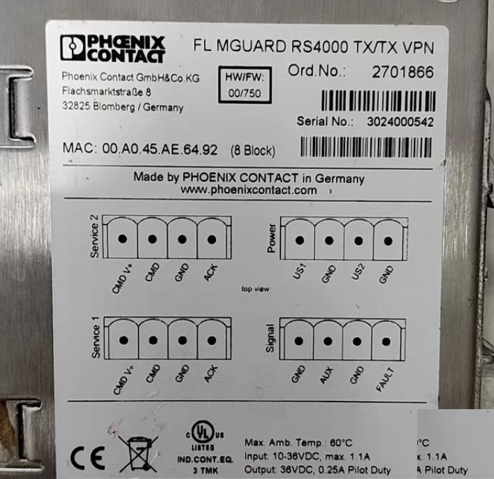 PHOENIX CONTACT FL MGUARD RS4000 TX TX VPN