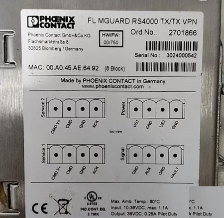 PHOENIX CONTACT FL MGUARD RS4000 TX TX VPN