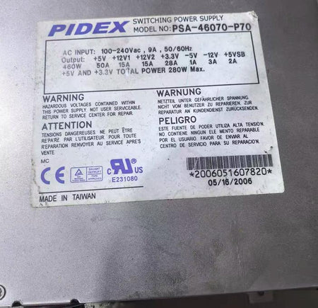 PIDEX PSA-46070-P70 460W AC 100-240Vac 5V 12V -5V 2006