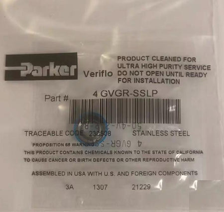 Parker 4 GVGR-SSLP 3320-011631 4 VCR GASKET VCR GASKET 1 4 SS w Contoured PTFE RTNR 125 40 3 50-4V-2LP-R 7 8