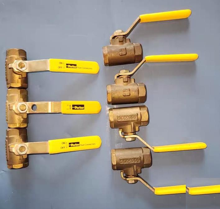 Parker Hannifin V500P-4 Brass Industrial Ball Valve PTFE Seal 600 psi 1 4 Female Thread x 1 4 Female Thread Apollo 70-101-01A