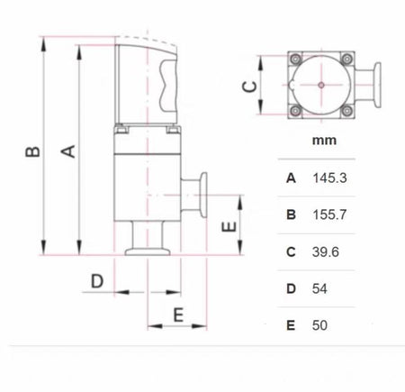 Pfeiffer PFA41003 14 AVC 025 SA angle valveQuick opening by partly turning the rotary knobBellows-sealedWith visual indication of open and closed positionsService life 10 000 operating cyclesThe valve must always be fully opened closed locked
