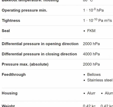 Pfeiffer PFA41003 14 AVC 025 SA angle valveQuick opening by partly turning the rotary knobBellows-sealedWith visual indication of open and closed positionsService life 10 000 operating cyclesThe valve must always be fully opened closed locked