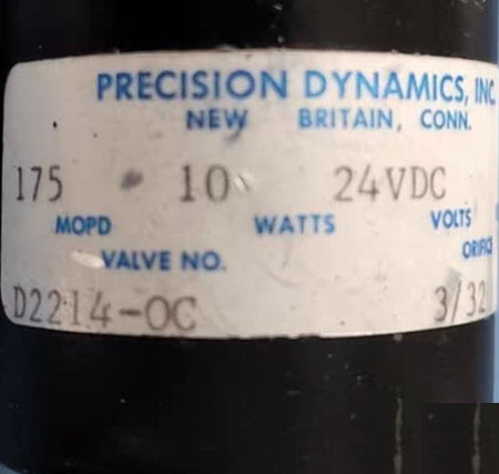 Precision Dynamics D2214-OC 175 MOPD PSI Maximum Opening Pressure Difference 10 Watts24 VDC 1