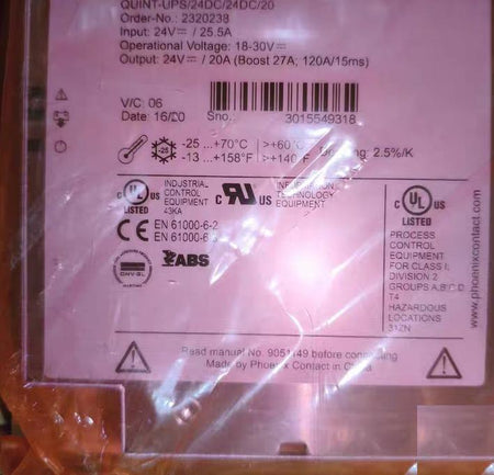 QUINT-UPS 24DC 24DC 20 2320238 24V 25 5A 24V 20A UL