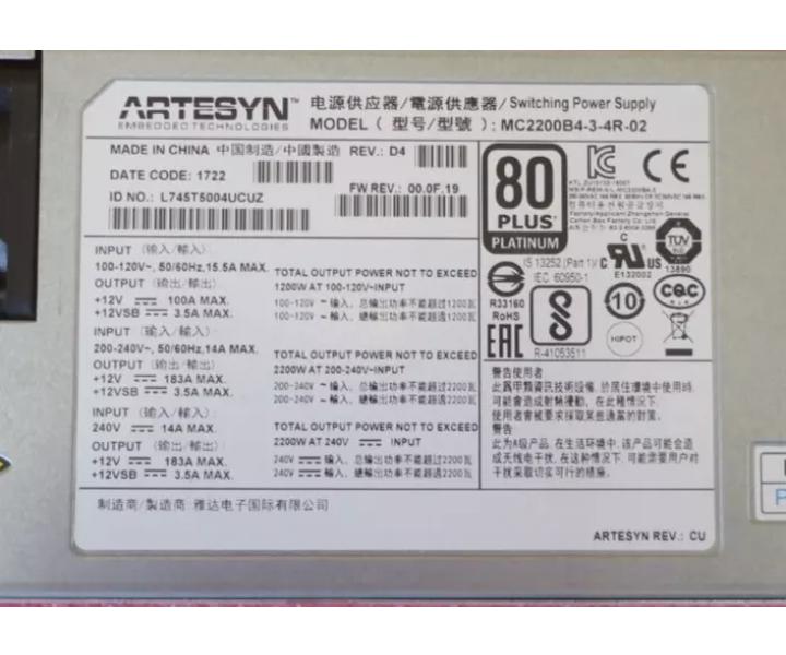 Hot-Swap MC2200B4-3-4R-02 T42S-2U T41S-2U 2200W