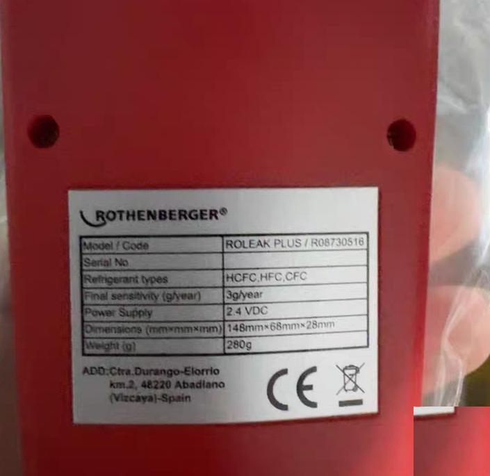 ROTHENBERGER ROLEAK PLUS R08730516 HCFC HFC CFC 3g year