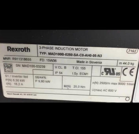 Rexroth MAD100B-0250-SA-C0-AH0-05-N3 2500-9000r min 16 2A 6 50kW